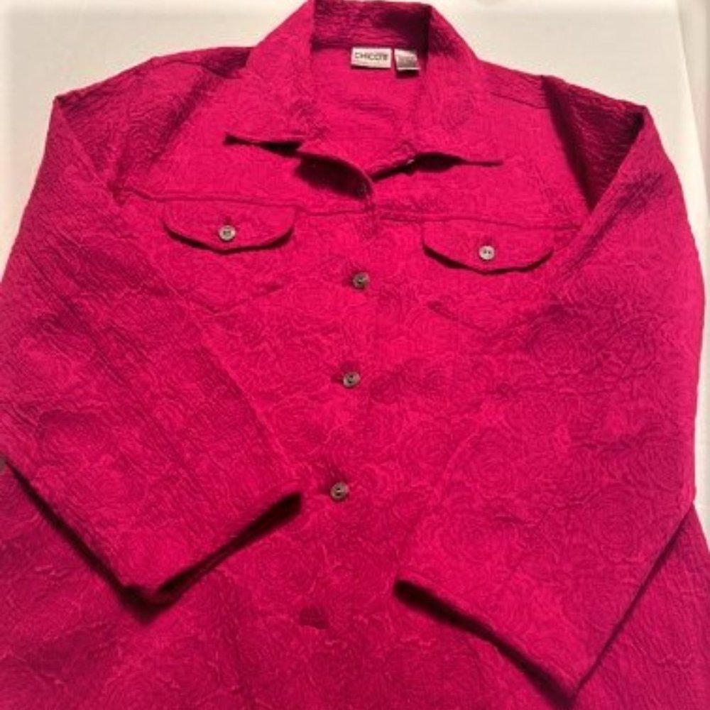 CHICO'S Blazer size 2 Hot pink button up
